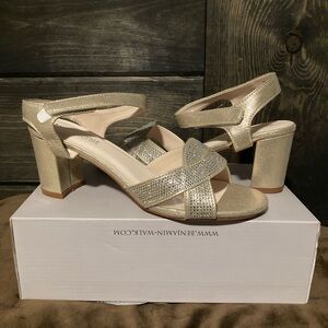 Touch Ups Champagne Block Heel Sandals, size 9, only tried on, sparkly and comfy
